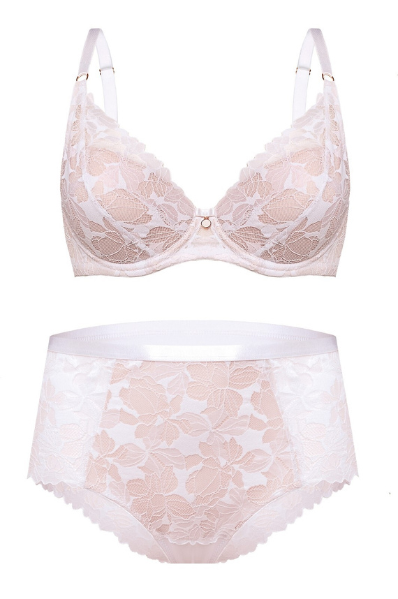 Slip alto Hanna DW56 Nipplex bianco, taglio pieno, pizzo, modellante