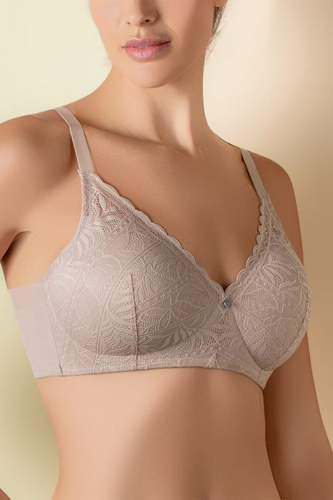 Selene Mireia Reggiseno Imbottito Senza Ferretto Comfort e Pizzo tierra-beige