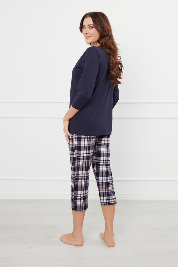 Dona Pigiama donna maniche 3/4, pantaloni 3/4 Moda italiana - blu navy/stampa