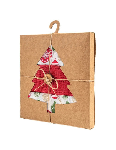 Moraj MRB1500-003 Strofinacci da cucina 3 pezzi in cotone rossi con motivo albero di Natale