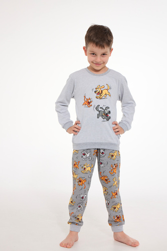 Pigiama bambino Cornette FUN 593/190 966/190 cotone manica lunga grigio