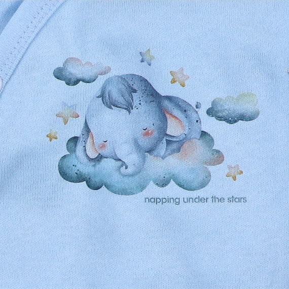 ABN-5603 Nini Little Dreamers - body a busta in cotone biologico per neonati blu - chiusure senza nichel, 100% sicurezza