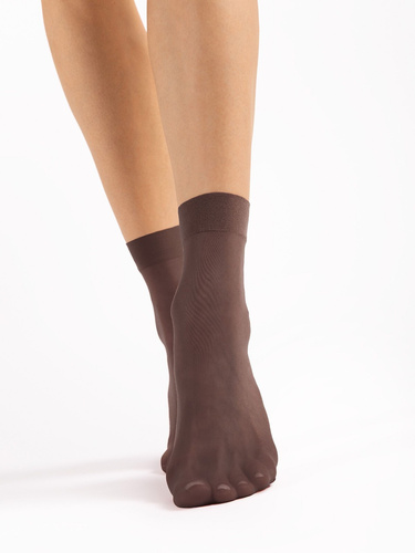 Calzini donna Fiore C 1100 Maja 15 den lisci lycra 2 paia-	mocca