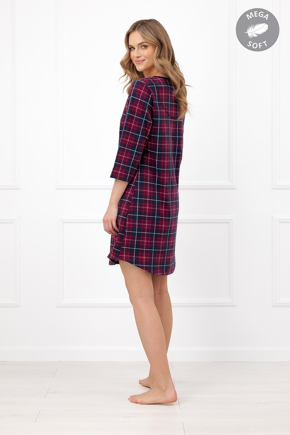 Italian Fashion Brenda camicia da notte donna Mega Soft a quadri manica 3/4