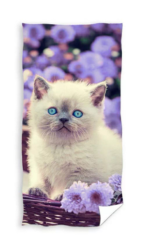 Gatto in un cesto di caviali Telo da spiaggia per bambini in Carbotex, 100% cotone, 310 g/m²