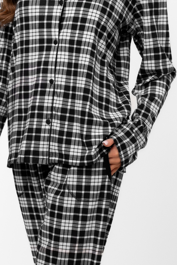 Pigiama da donna Klara - 100% cotone, manica lunga e pantaloni Moda italiana