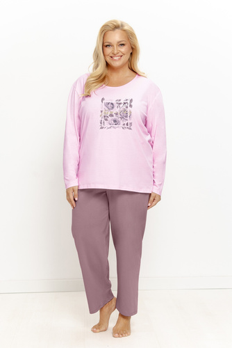 Pigiama donna Taro 3632/3657 Solene lilla 100% cotone lunga