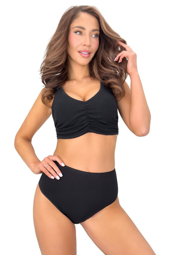 DONNA 273 Slip Donna Alta in Cotone con Retro in Pizzo Nero Comfort