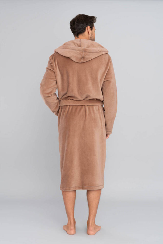 Mimas Accappatoio da uomo con cappuccio Moda italiana - cammello