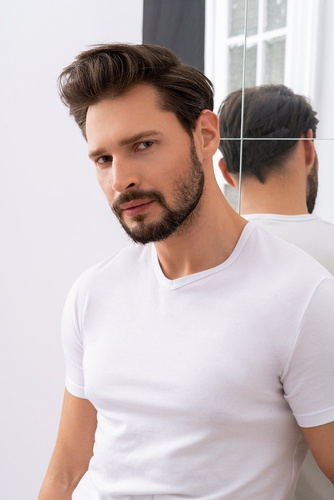 T-shirt da uomo Ikar, collo a lupetto Moda italiana - bianco