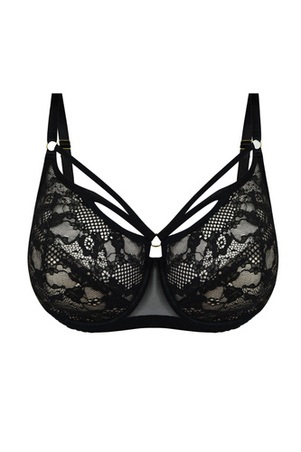 19252 Mediolano Spider Soft Bra - Sensuale, pizzo nero | Strisce decorative che formano una ragnatela | Ideale per seni grandi