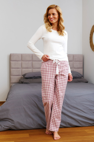 Doctor Nap 7302 - Pigiama da donna con maniche lunghe e pantaloni a quadri