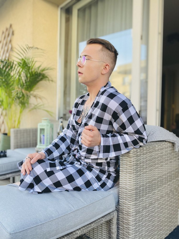 338 Vestaglia da uomo/donna in crêpe De Lafense - bianco/nero