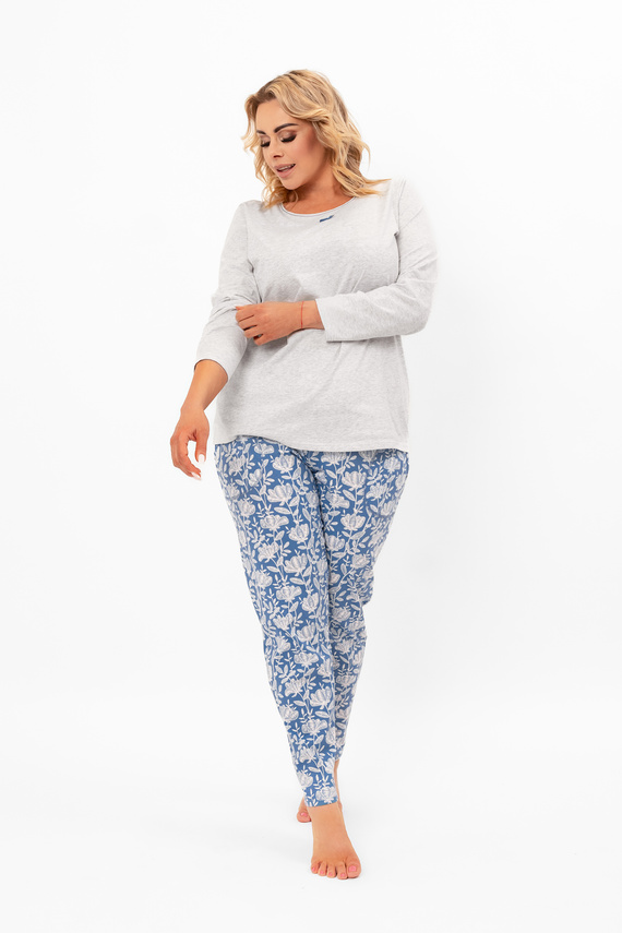 Pigiama da donna Boma - manica lunga, pantaloni lunghi, cotone Italian Fashion - melange/stampa