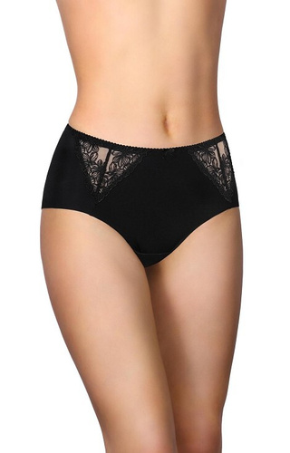 58 Modo slip in microfibra nera con lacci sul davanti, taglio laser