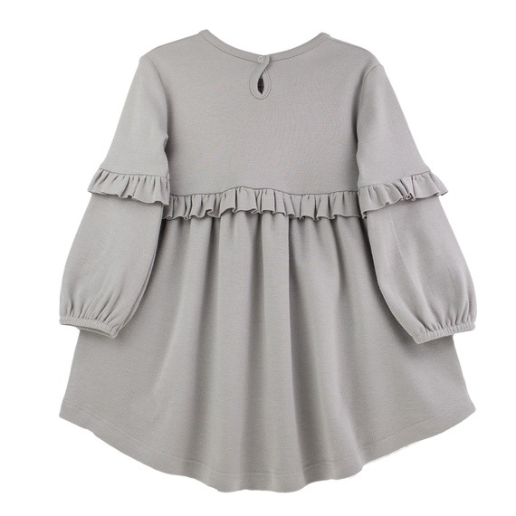 141971 Abito Nicol a maniche lunghe - grigio, in cotone, con balze