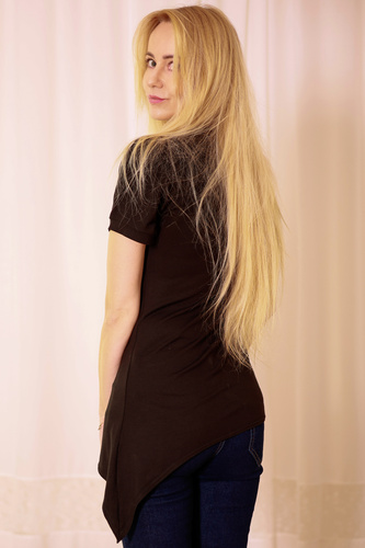 Aria Mirale - blusa in viscosa, asimmetrica, scollo a V - nero