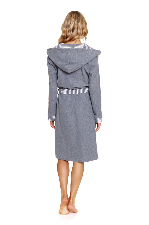7229 Vestaglia da donna Doctor Nap - cotone, cappuccio, finiture eleganti - grigio scuro
