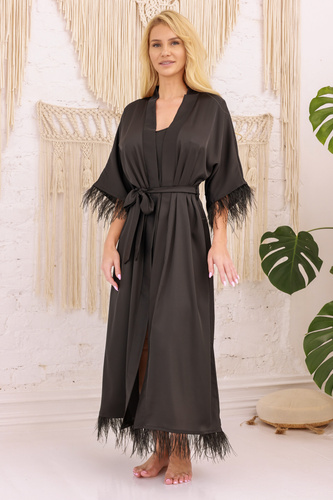 Diva Podomka Kalimo - raso con piume, elegante e sensuale, nero