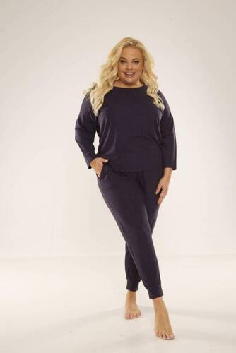 347 Paula Plus Size Pigiama donna De Lafense - blu navy