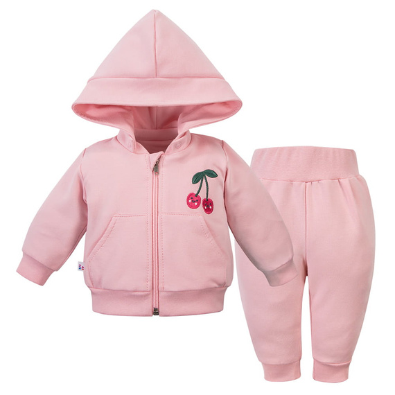 Tuta bambina Eevi Cherry rosa cotone set felpa pantaloni