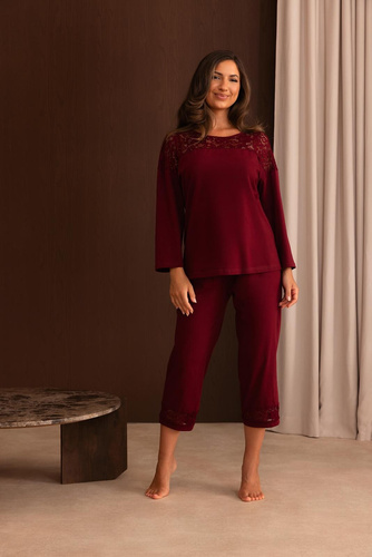 Pigiama donna Regina 4016 7/8 100% cotone manica 7/8 comfort blu