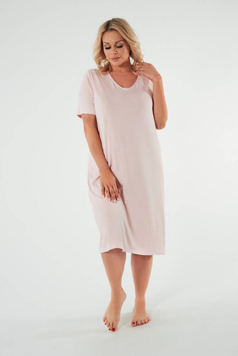 Puntini Camicia da notte da donna, manica corta Moda italiana - rosa cipria