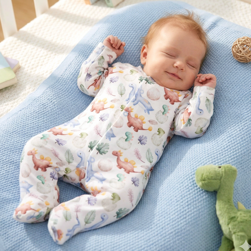 ABN-5567 Pigiama per bambino Dino Explorer Nini in cotone biologico, chiusura con bottoni a pressione