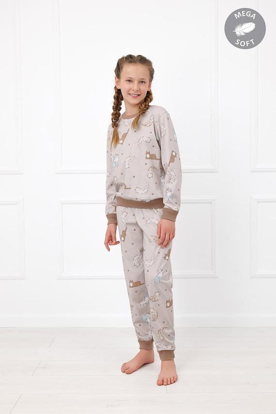 Italian Fashion Filka Pigiama bambino Mega Soft lungo con gatti caldo