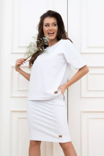 Alta Camicetta a maniche corte Moda Italiana - bianco