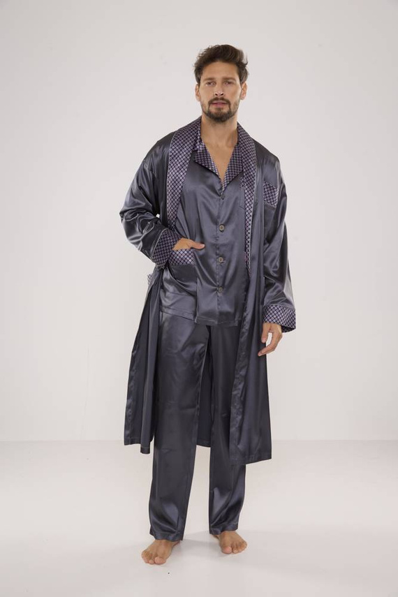 939 Pigiama da uomo in raso grigio