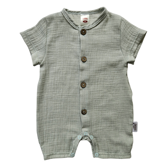 Baby Rampers Just Muslin 02235RM Makoma menta 100% cotone, manica corta