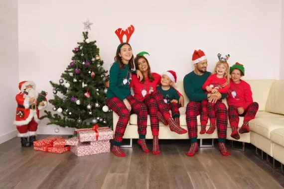 Narwik Pigiama da uomo a maniche lunghe, pantaloni lunghi Moda italiana- rosso/stampa