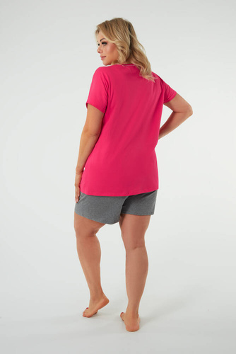 Selfie Pigiama da donna a maniche corte, pantaloncini Moda italiana - amaranto/melange