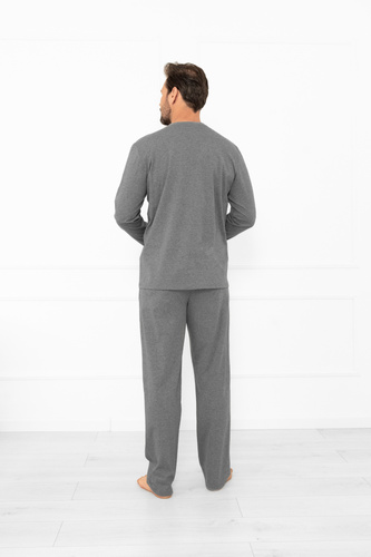 Pigiama uomo Gordo - cotone classico, polo e pantaloni con tasche Italian Fashion - melange