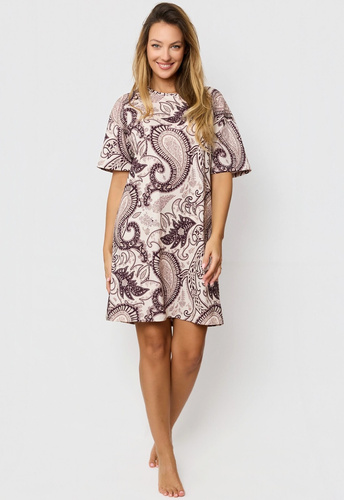 Camicia da notte Mefemi Iris KB60 - marrone, cotone, fantasia orientale