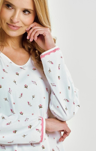 3433 Elodie Camicia da notte donna Taro bianco - cotone con fiori