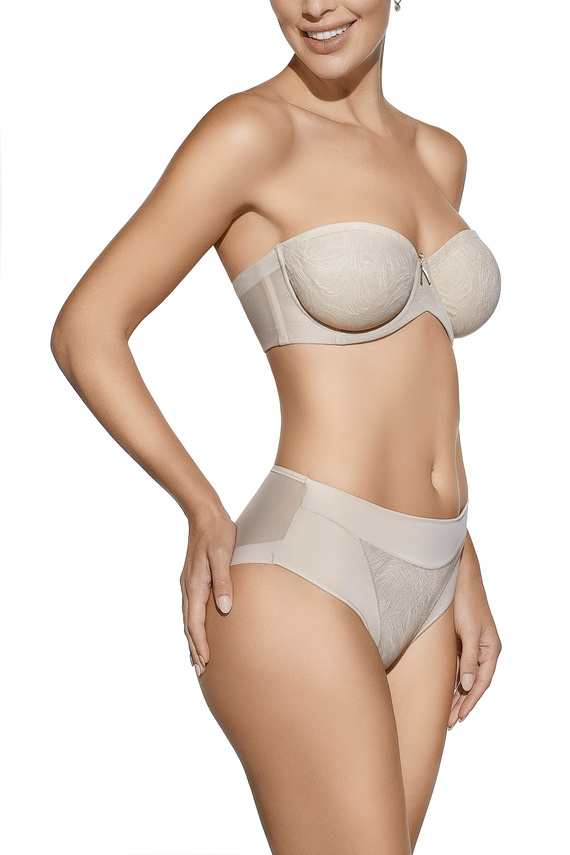 Reggiseno autoportante Sandra Selene beige - con ferretto, senza spalline, con spalline in silicone
