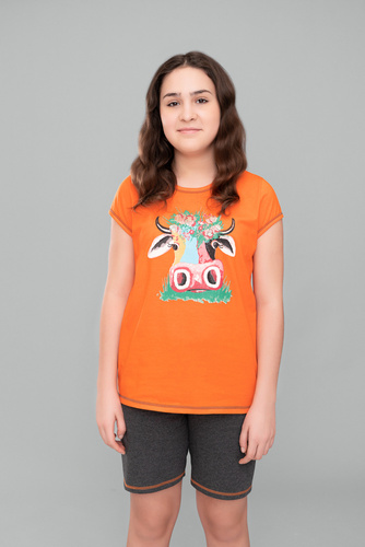 Pigiama da bambina bionda Italian Fashion - arancione/melange scuro