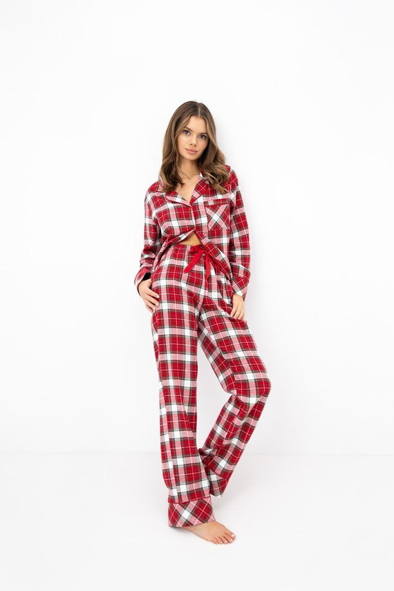 Sensis Yulie Pigiama Donna in Flanella 100% Cotone Rosso a Quadri