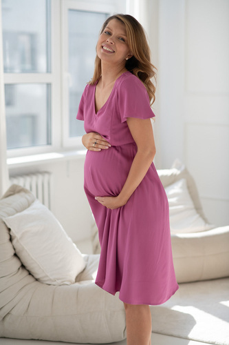 Abito premaman e allattamento Lovely Dress Midi 100% viscosa Milk&Love rose