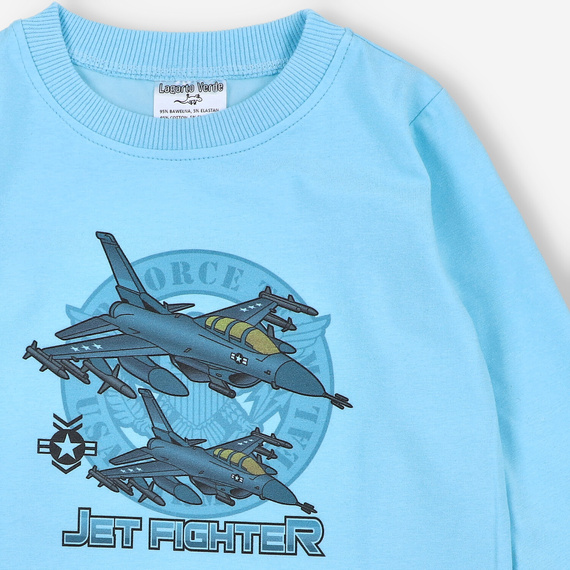 KAR-1014 Camicetta bambino a maniche lunghe Lagarto Verde blu - cotone con elastan, produzione polacca