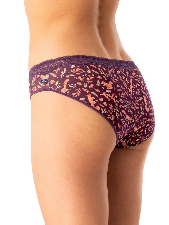Mutandine da donna LPR 706 B25 Key aubergine - cotone, confezione da 2 pezzi in scatola, comode e classiche