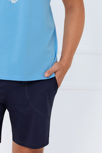 Port Pigiama da uomo a maniche corte, pantaloncini Moda italiana - blu