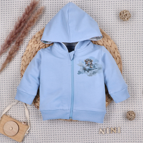NINI Baby Bear Pilot felpa neonato biologica con zip ABN-5751/BLE