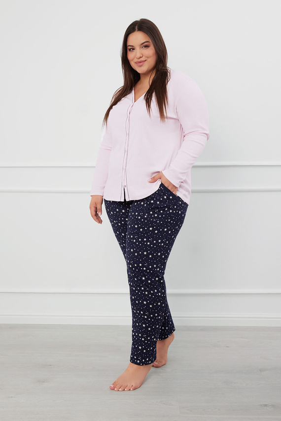 Libra Pigiama donna manica lunga e pantaloni Moda italiana - rosa/stampa