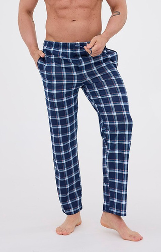 691/61 Pantaloni pigiama Cornette da uomo - lunghi, a quadri, in cotone