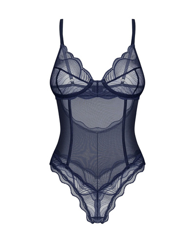 Body Nightly Blue Crotchless Obsessive – body in pizzo con ferretto blu