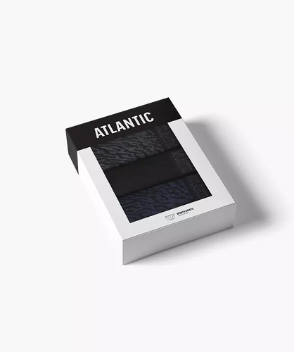 Slip da uomo Atlantic 3MP-221 A3 3 pezzi – cotone grafite/nero/indaco