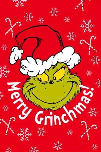 Plaid Grinch Merry Grinchmas 100x140 rosso microfibra Jerry Fabrics